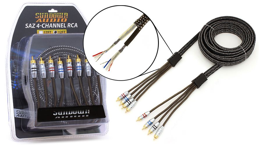 Sundown Audio 12 ft. SAZ Series 4-Channel RCA Cables