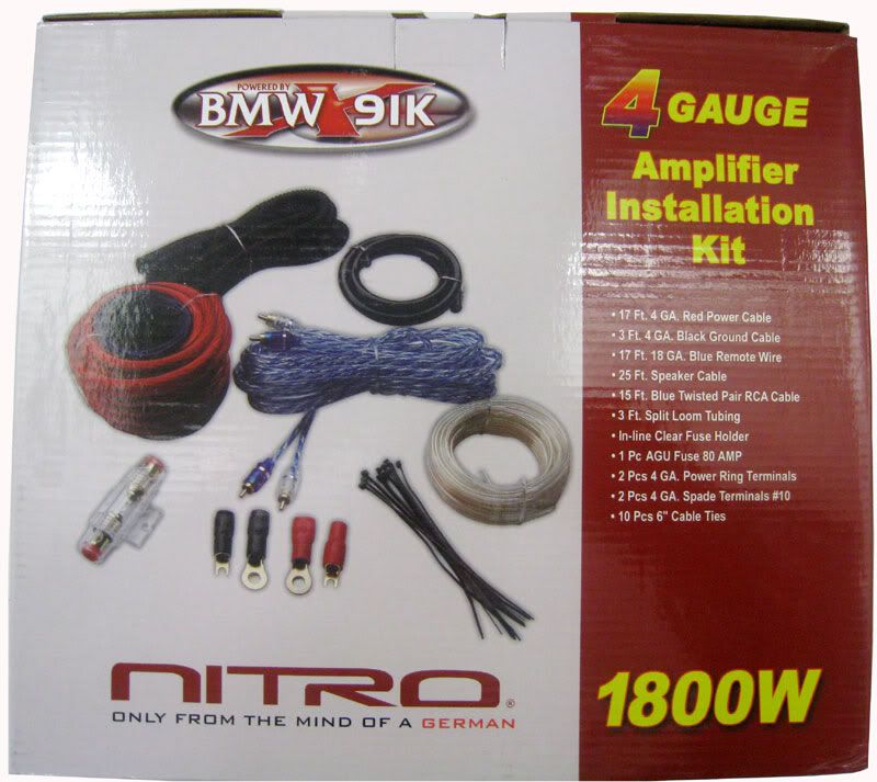   SUB SPEAKER AMP NITRO 4 GAUGE AMPLIFIER WIRE INSTALL KIT NEW  