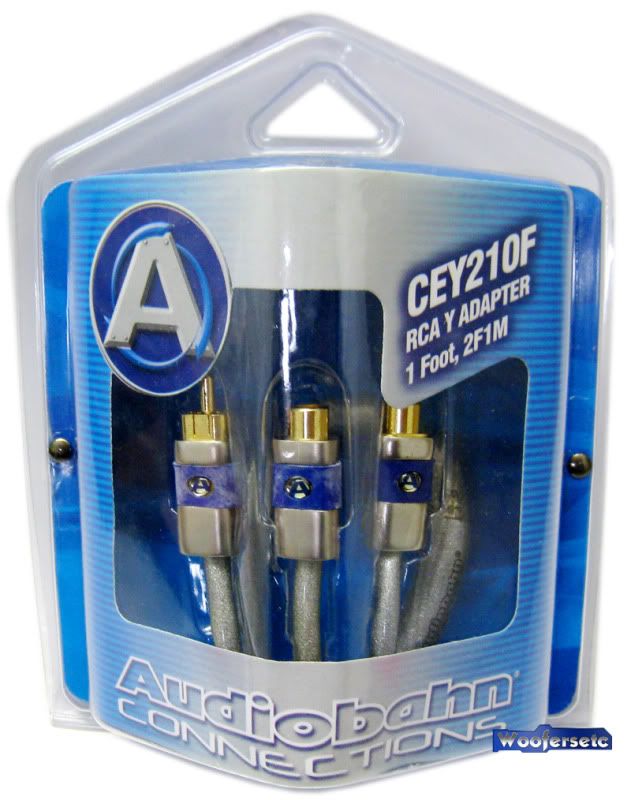 CEY210F   Audiobahn Connections 2 Female 1 Male 1 Foot Length RCA Y 