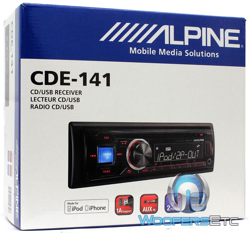 Alpine CDE 141 CD  USB iPod WMA Aux iPhone Equalizer Car Stereo Receiver New 793276012326
