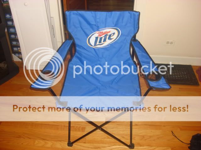 Miller Lite Beer Collapsible Folding Chair w Dual Cup Holders New