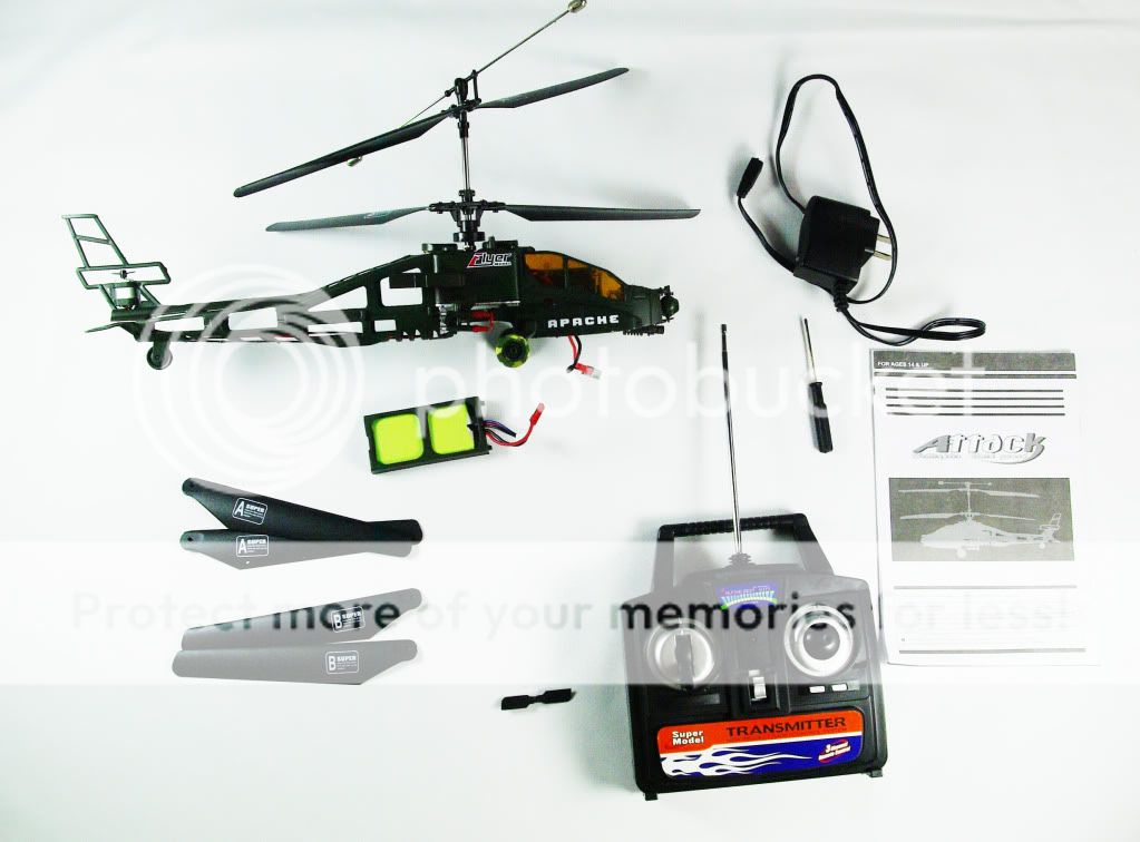 15 Flyer GYRO 3 Channel Apache RC Attack Helicopter  