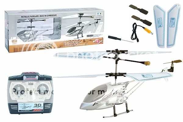 Silver 8 Metallic Fuselage 3 Ch Remote Control Helicopter with Built 