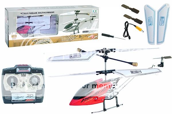 Red 8 Metallic Fuselage 3 Channel Remote Control Helicopter with 